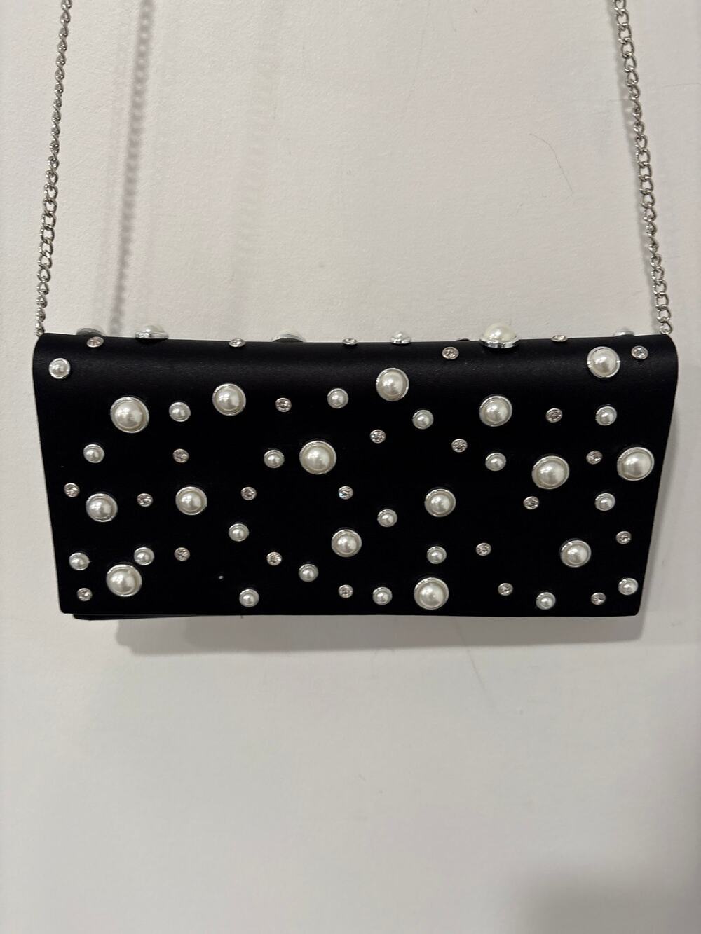 Nordstrom Pearl Clutch Evening Bag Black